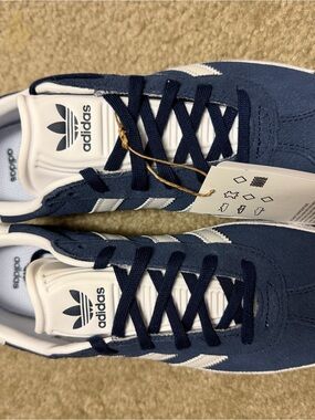 adidas Navy and White Suede Low-Top Sneakers